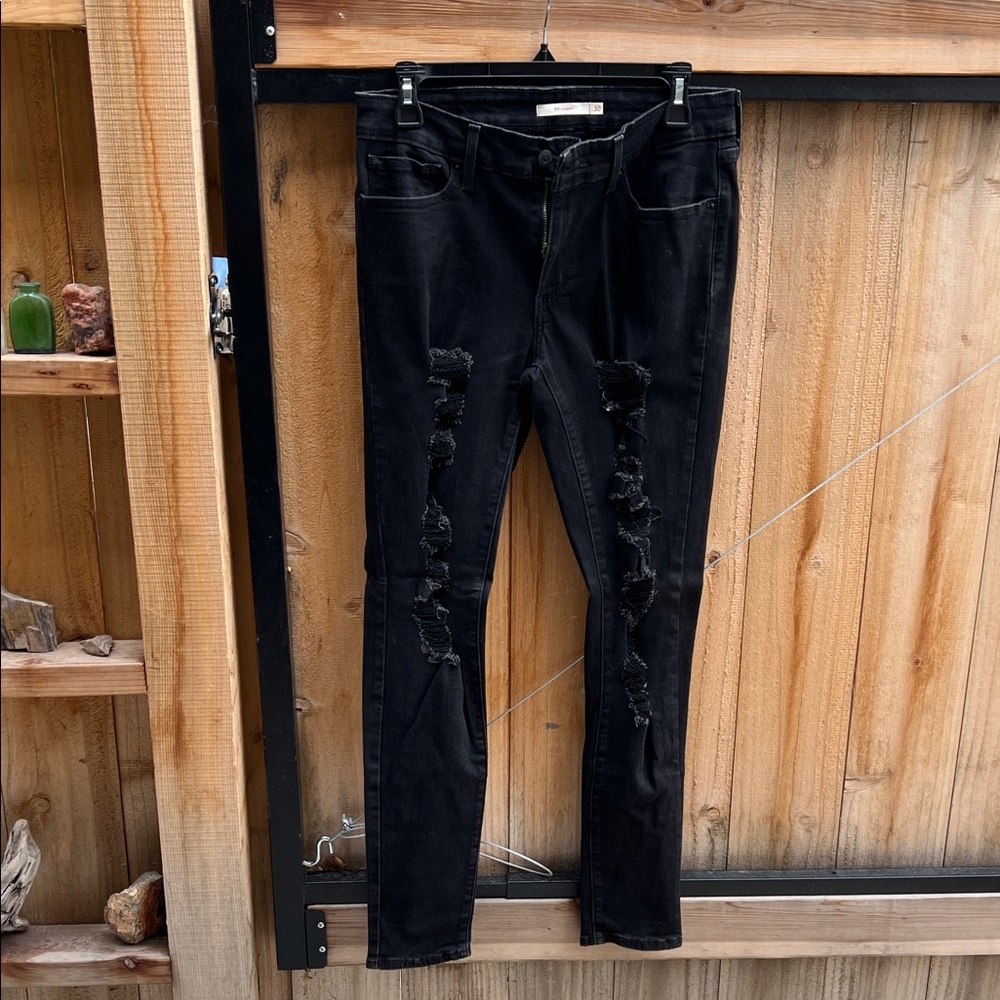 Trendy Black Distressed Skinny Jeans